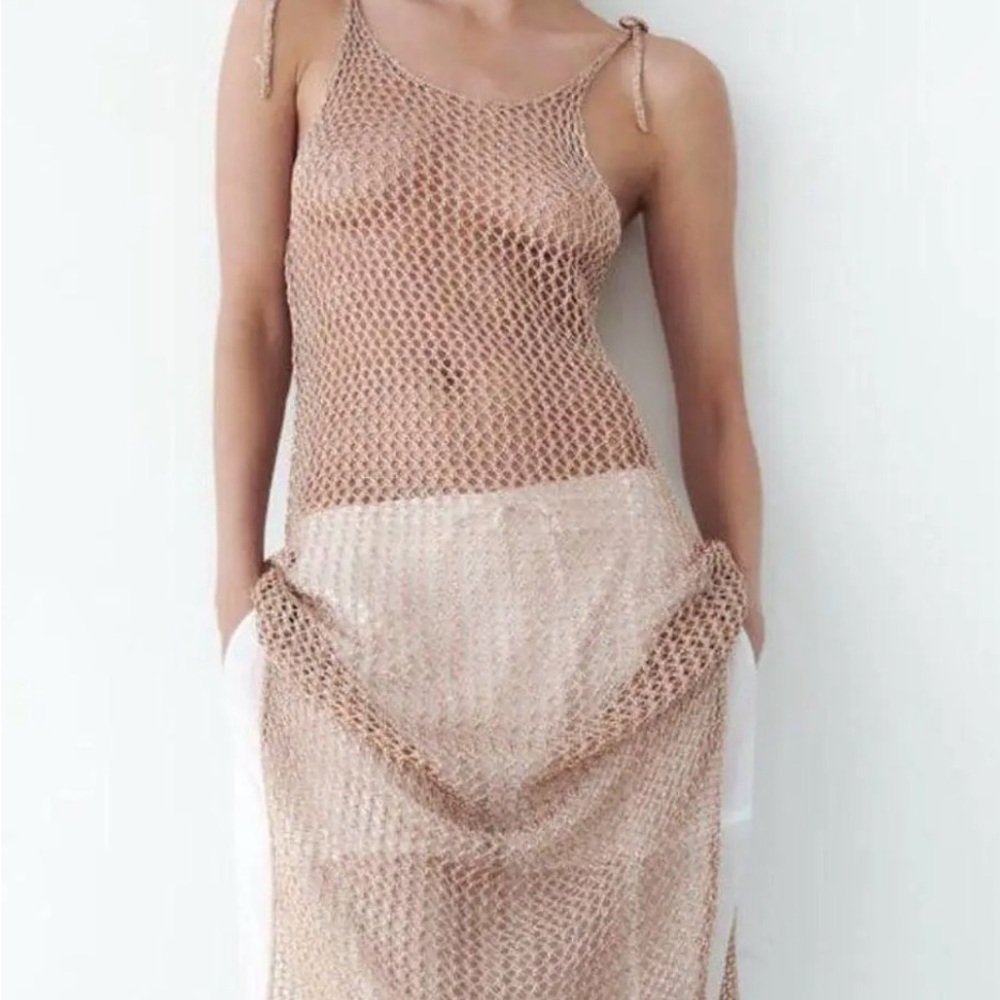 Zara Metallic Knit Dress gold - Picture 3 of 9